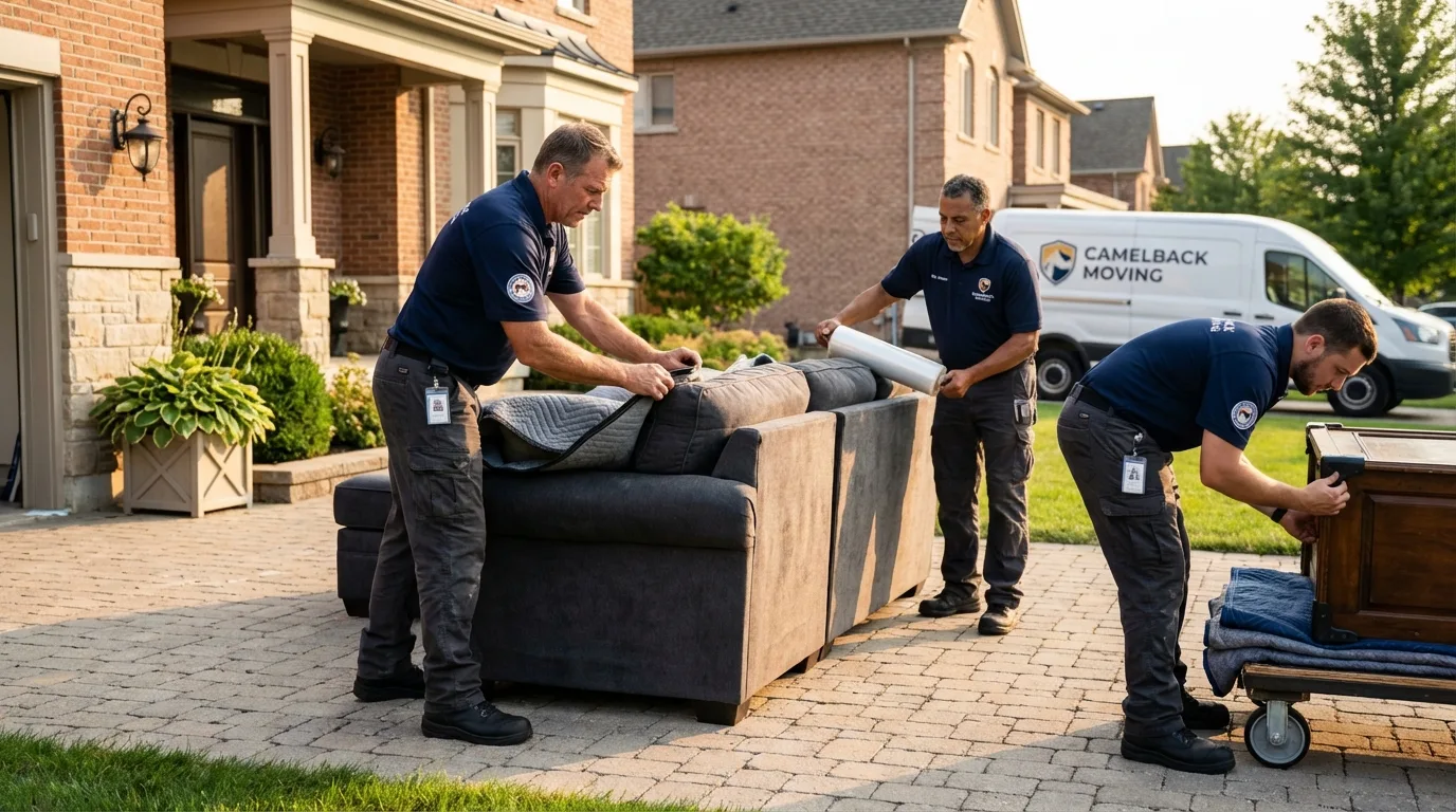Large estate moving crew wrapping furniture in Siren, WI